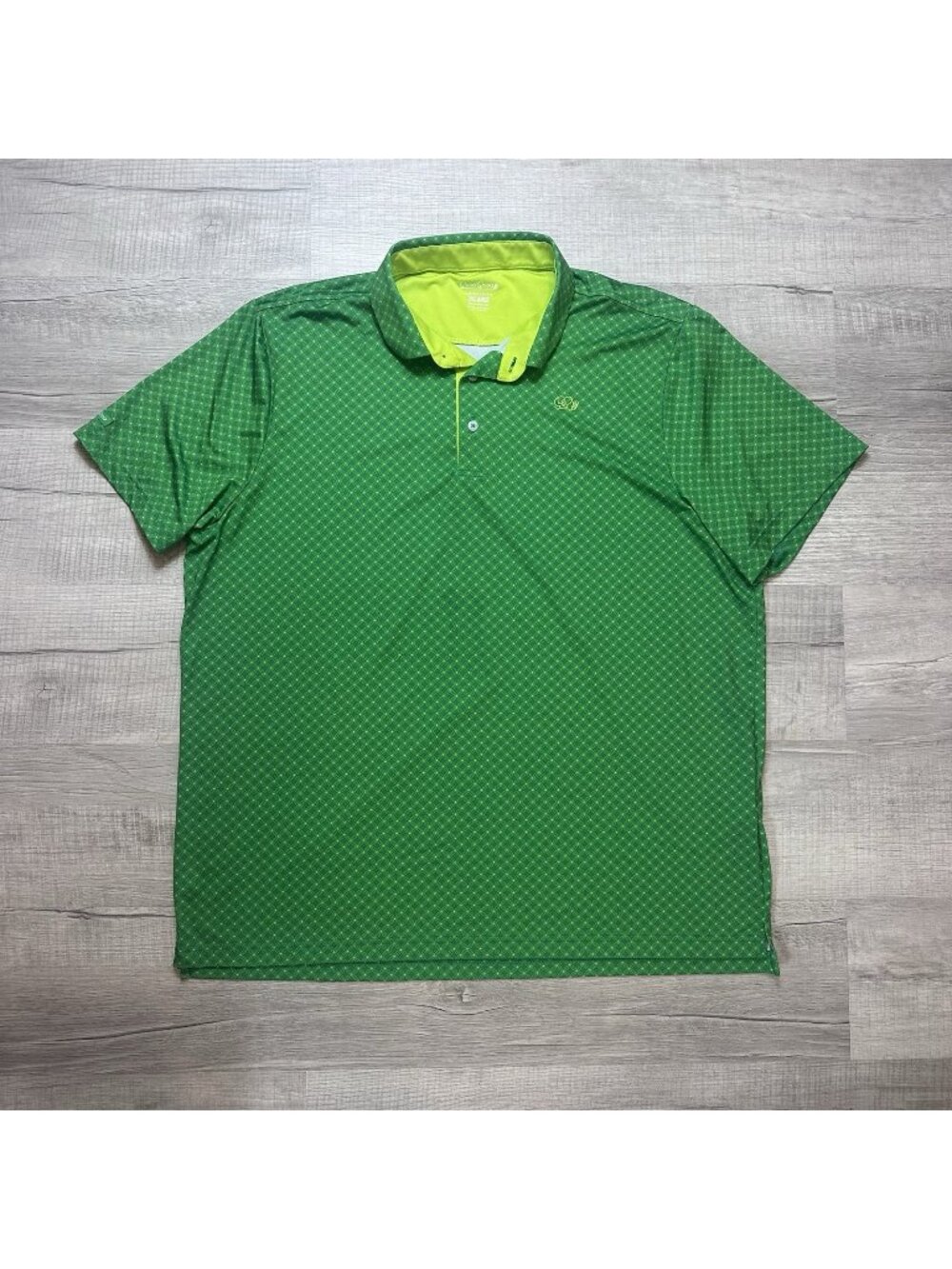 Good Good Golf Performance Polo Shirt Mens 2XL Green Geometric Desert Open